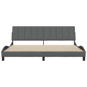 Rám postele bez matrace Hanko tmavě šedý 200 x 200 cm textil - obrázek 4