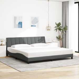 Rám postele bez matrace Hanko tmavě šedý 200 x 200 cm textil - obrázek 1