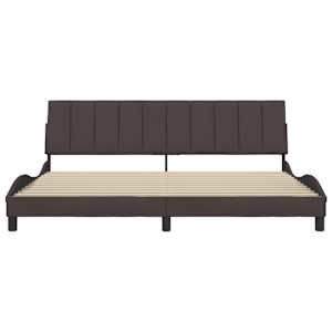 Rám postele bez matrace Hanko tmavě hnědý 200 x 200 cm textil - obrázek 4