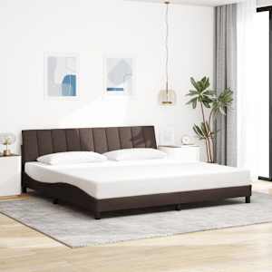 Rám postele bez matrace Hanko tmavě hnědý 200 x 200 cm textil - obrázek 1