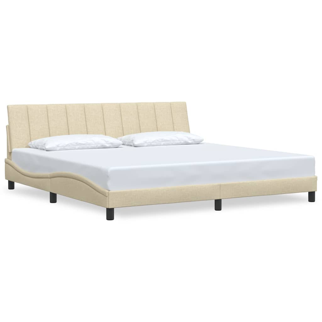 vidaXL Rám postele bez matrace Hanko krémový 200 x 200 cm textil