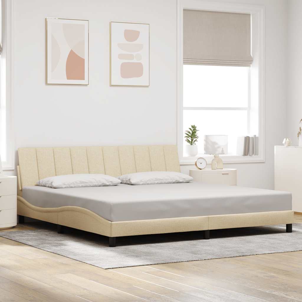 vidaXL Cadru de pat fără saltea, crem, 200x200 cm, textil