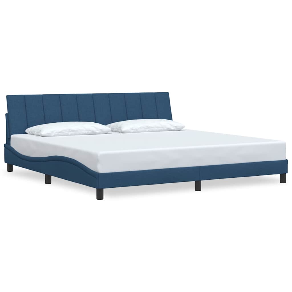 vidaXL Rám postele bez matrace modrý 200 x 200 cm textil