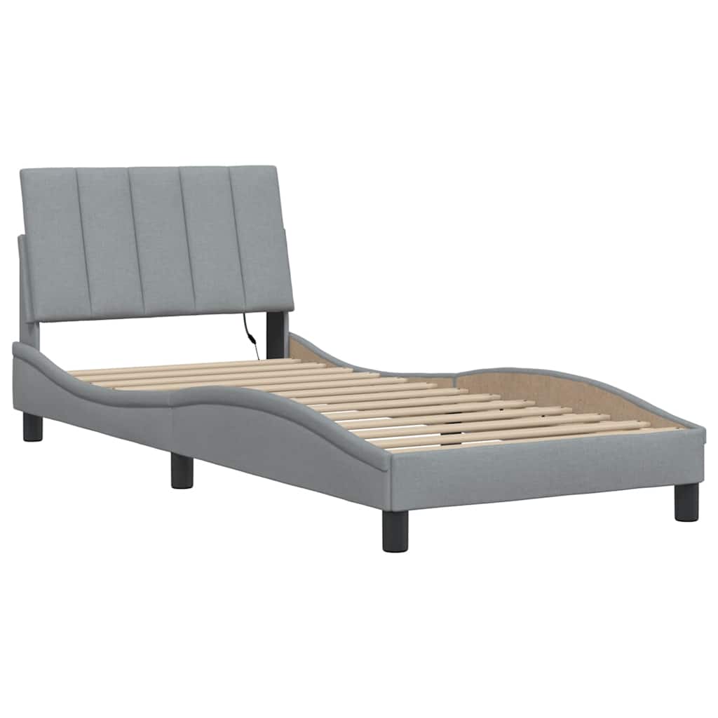 vidaXL Bedframe zonder matras 80x200 cm stof lichtgrijs afbeelding
