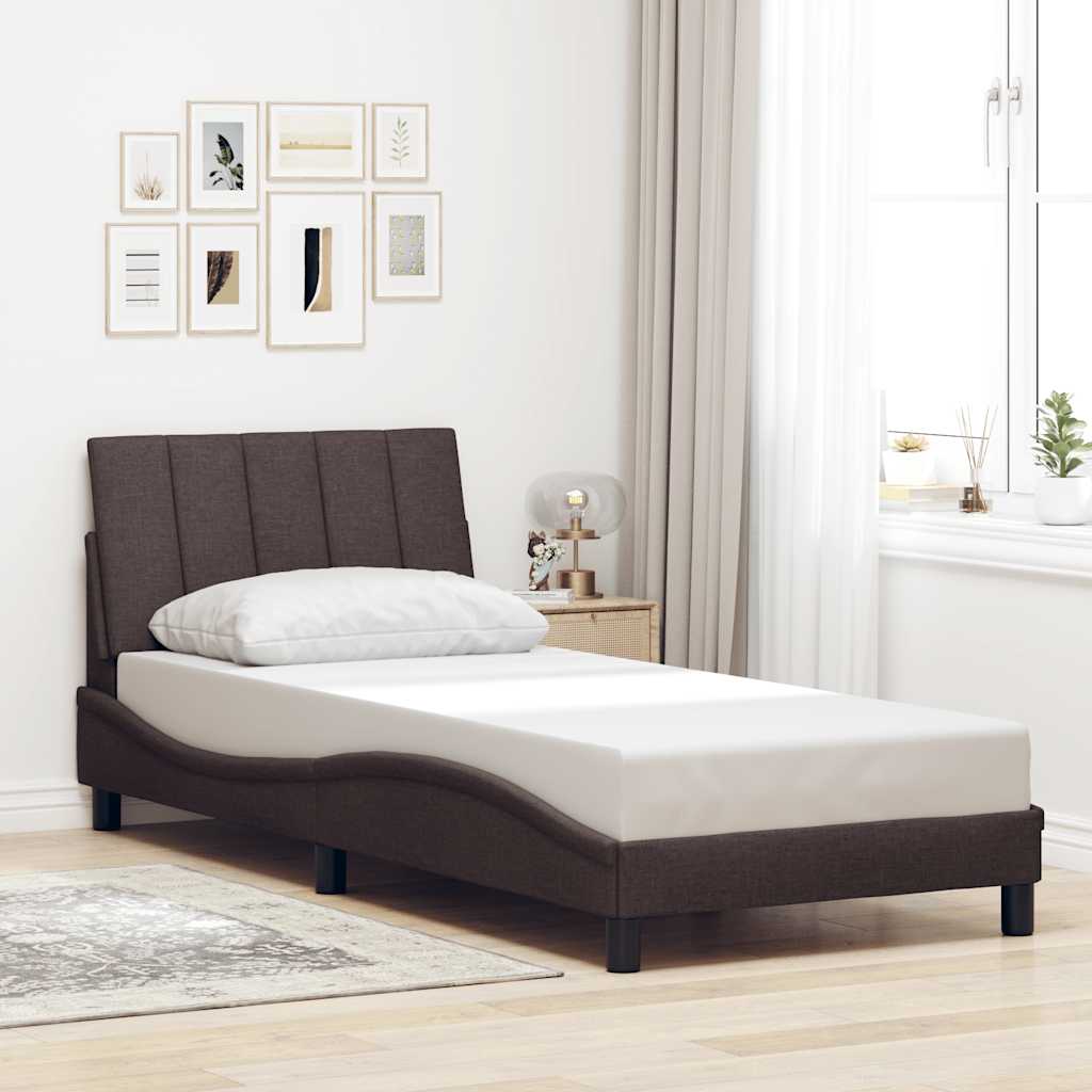 vidaXL Bedframe zonder matras "Hanko" 80x200 cm stof donkerbruin bruin, foto 2