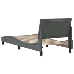 Rám postele bez matrace Hanko tmavě šedá 90 x 190 cm textil - obrázek 8