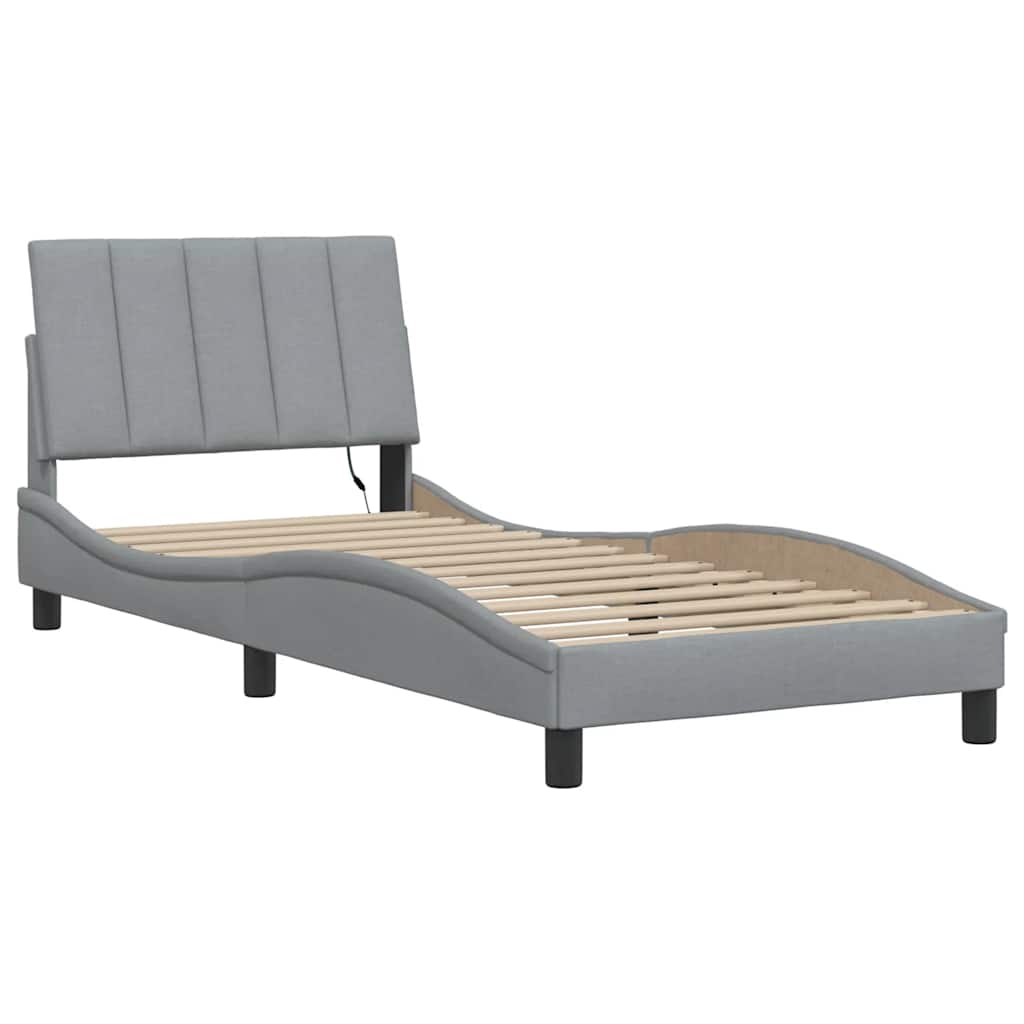 vidaXL Bedframe zonder matras 90x200 cm stof lichtgrijs afbeelding