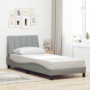 Rám postele bez matrace Hanko světle šedý 90 x 200 cm textil - obrázek 4