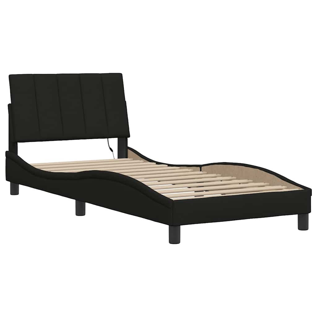 vidaXL Bedframe zonder matras 90x200 cm stof zwart afbeelding
