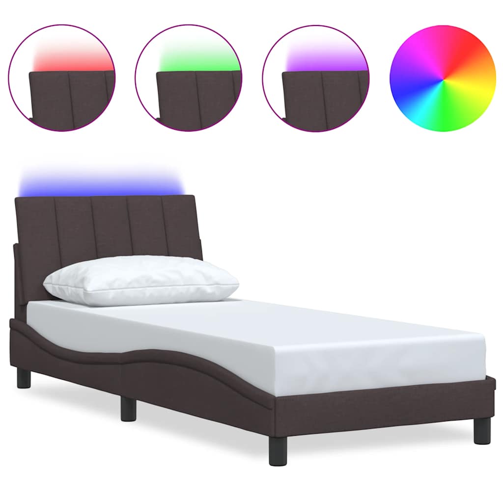 vidaXL Bedframe zonder matras "Hanko" 90x200 cm stof donkerbruin bruin, foto 3
