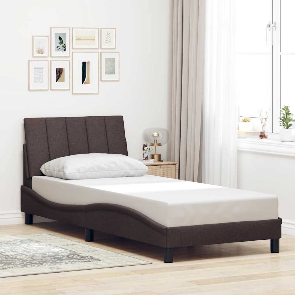vidaXL Bedframe zonder matras "Hanko" 90x200 cm stof donkerbruin bruin, foto 2