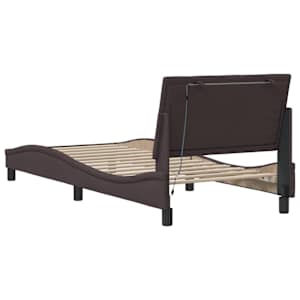 Rám postele bez matrace Hanko tmavě hnědý 90 x 200 cm textil - obrázek 8