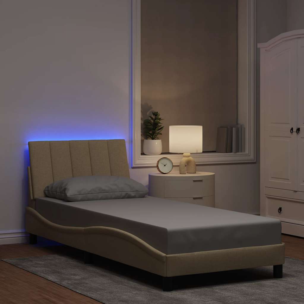 vidaXL Cadru de pat fără saltea cremă 90x200 cm țesătură