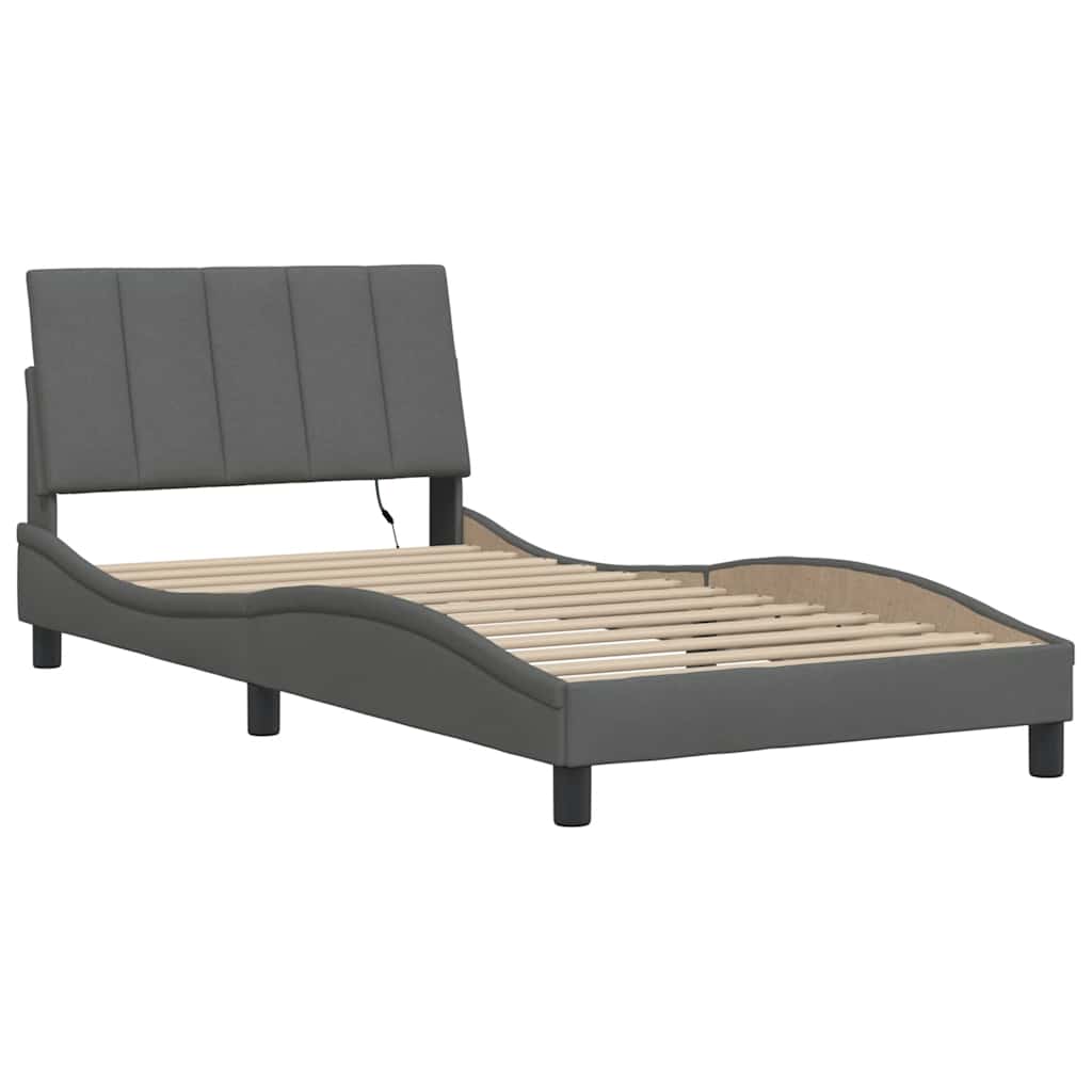 vidaXL Bedframe zonder matras 100x200 cm stof donkergrijs afbeelding