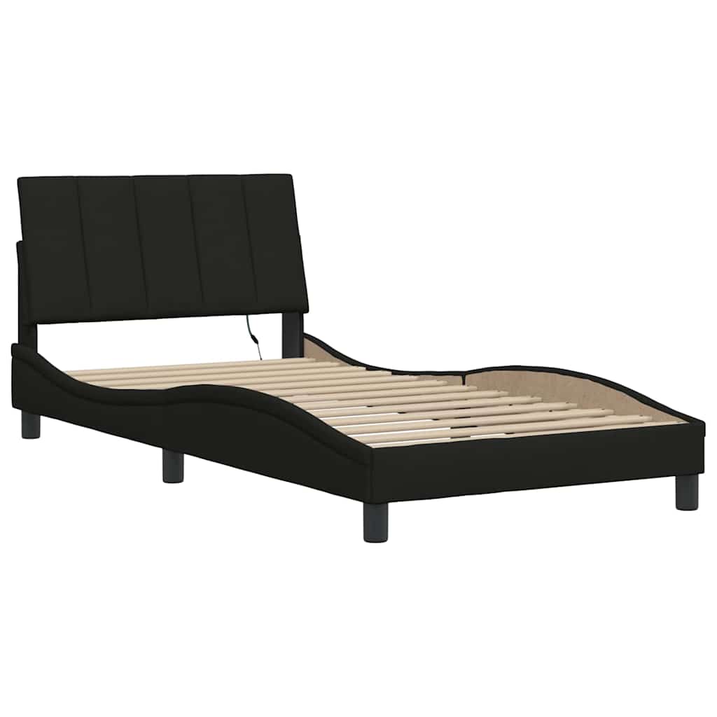 vidaXL Bedframe zonder matras 100x200 cm stof zwart afbeelding