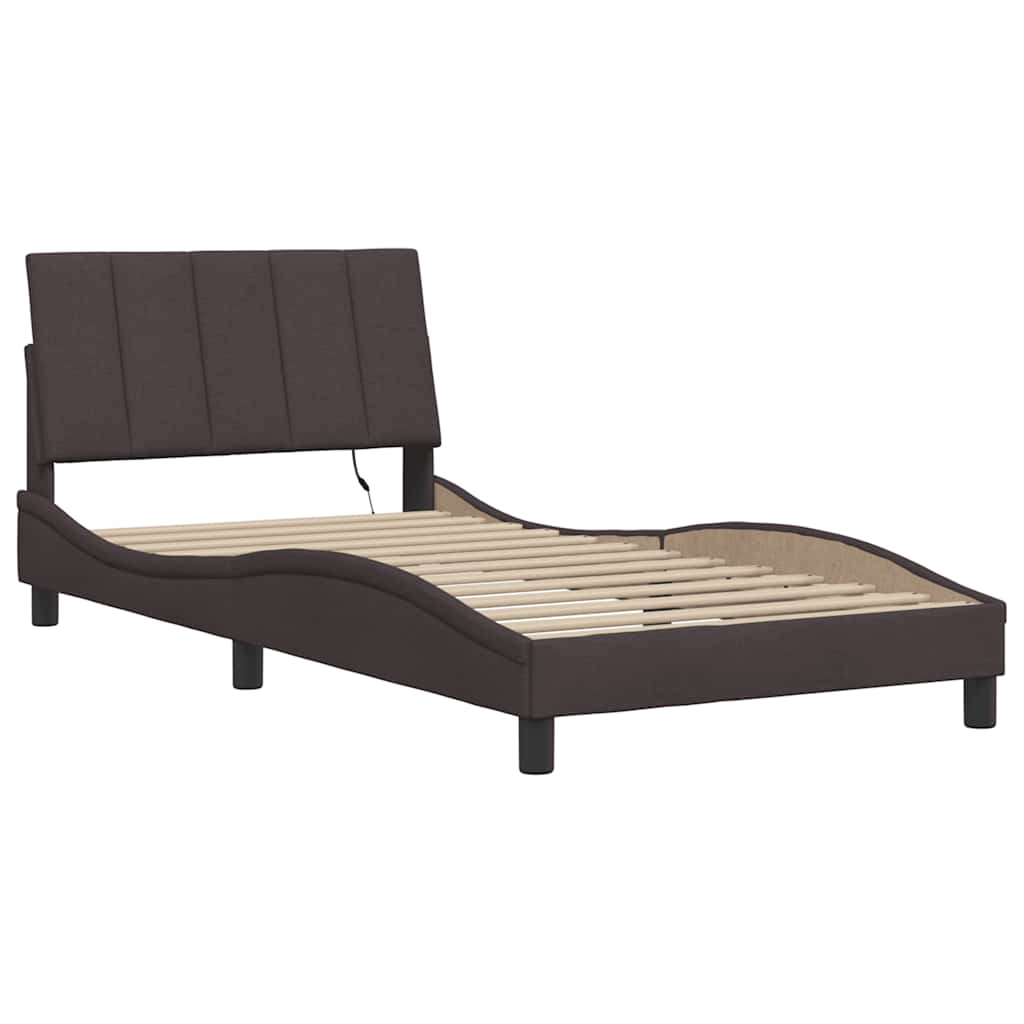 vidaXL Bedframe zonder matras 100x200 cm stof donkerbruin afbeelding