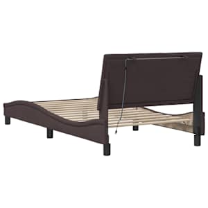 Rám postele bez matrace Hanko tmavě hnědá 100 x 200 cm textil - obrázek 8