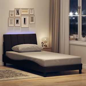 Rám postele bez matrace Hanko tmavě hnědá 100 x 200 cm textil - obrázek 1