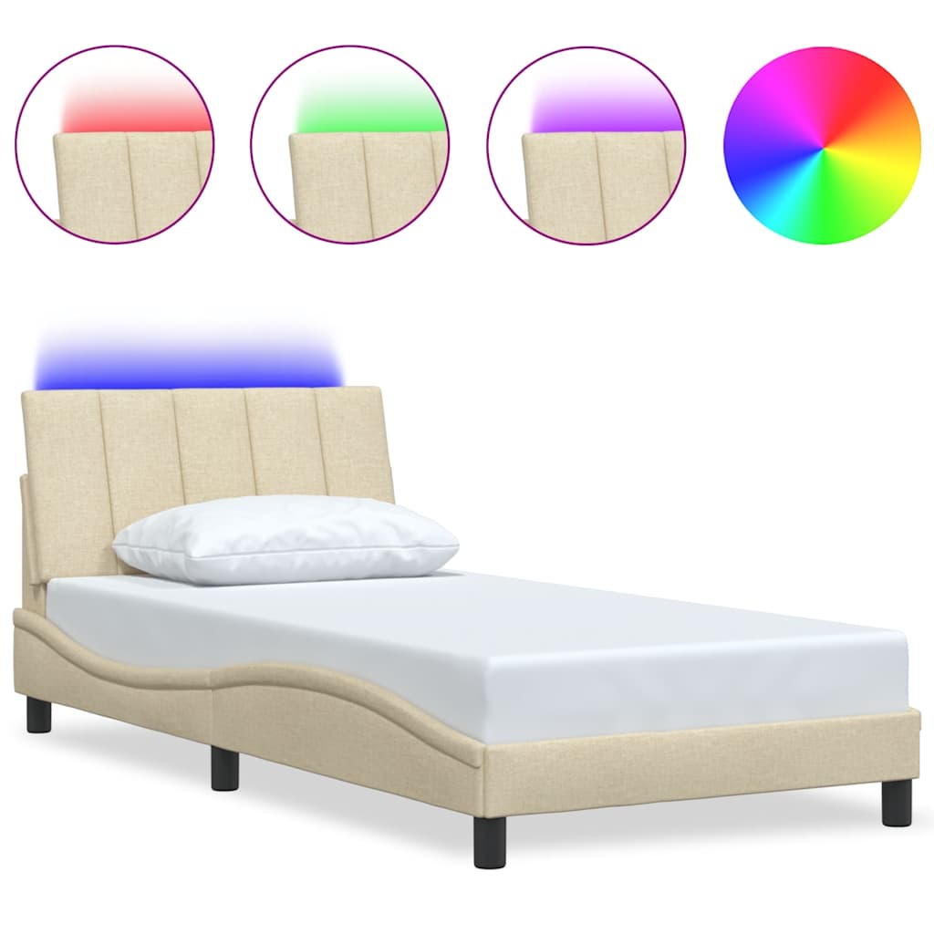 vidaXL Rám postele bez matrace krémová 100 x 200 cm textil