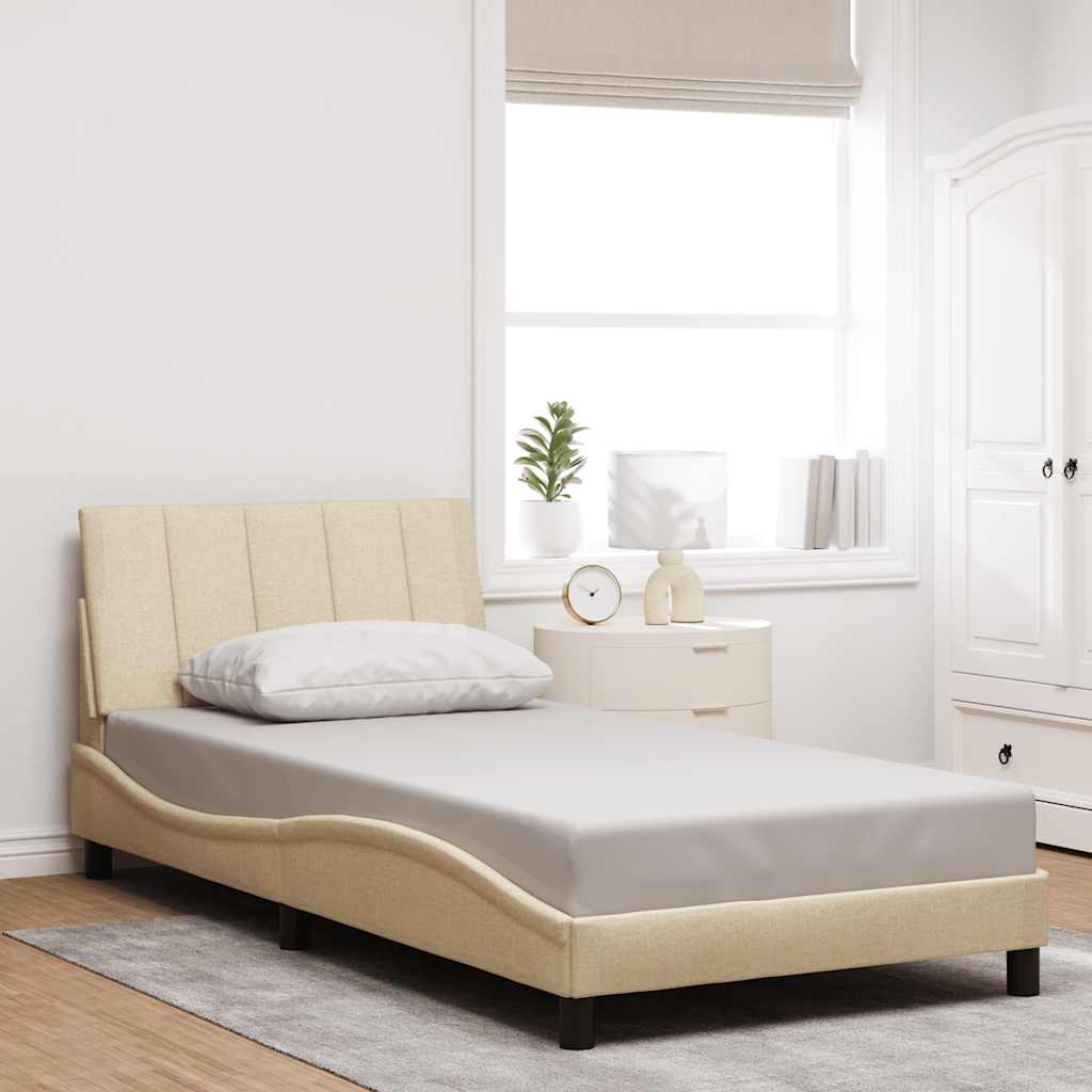 vidaXL Bedframe zonder matras "Hanko" 100x200 cm stof crèmekleurig, foto 2