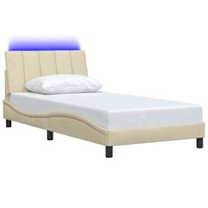 Rám postele bez matrace Hanko krémová 100 x 200 cm textil - obrázek 5