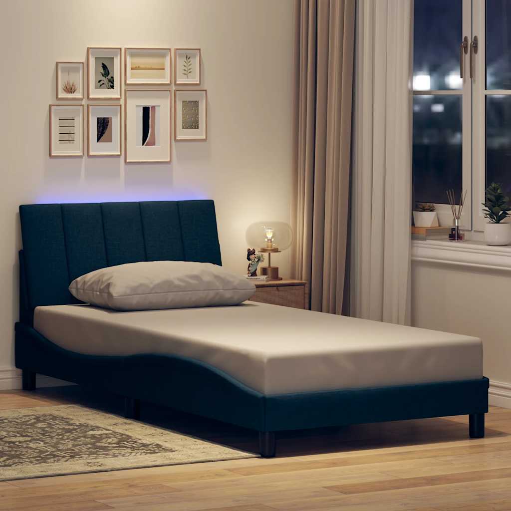 vidaXL Cadru de pat fără saltea țesătură albastră 100x200 cm