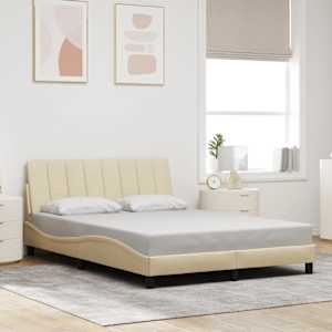 Rám postele bez matrace Hanko krémový 120 x 200 cm textil - obrázek 1