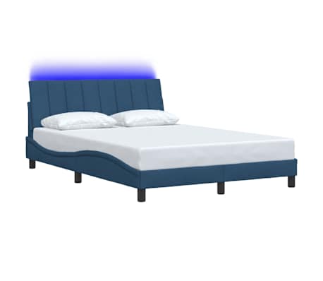 vidaXL Estructura de cama sin colch&oacute;n Hanko tela azul 120x200 cm
