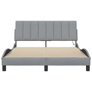 Rám postele bez matrace Hanko světle šedý 140 x 190 cm textil - obrázek 6