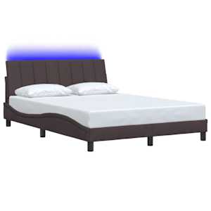 Rám postele bez matrace Hanko tmavě hnědý 140 x 190 cm textil - obrázek 3