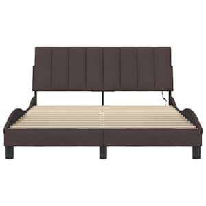 Rám postele bez matrace Hanko tmavě hnědý 140 x 190 cm textil - obrázek 6