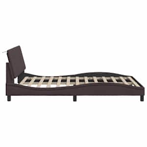 Rám postele bez matrace Hanko tmavě hnědý 140 x 190 cm textil - obrázek 9