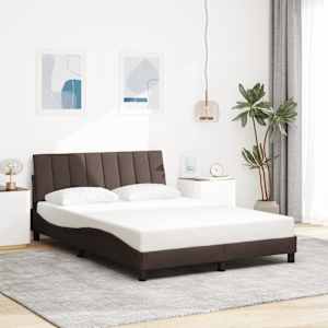 Rám postele bez matrace Hanko tmavě hnědý 140 x 190 cm textil - obrázek 1