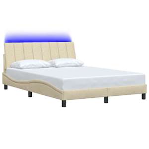 Rám postele bez matrace Hanko krémový 140 x 190 cm textil - obrázek 3