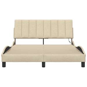 Rám postele bez matrace Hanko krémový 140 x 190 cm textil - obrázek 6