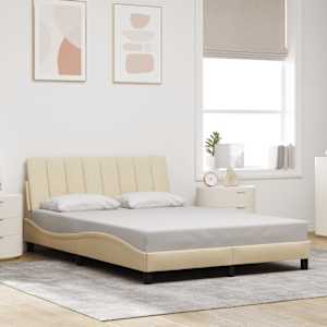 Rám postele bez matrace Hanko krémový 140 x 190 cm textil - obrázek 1