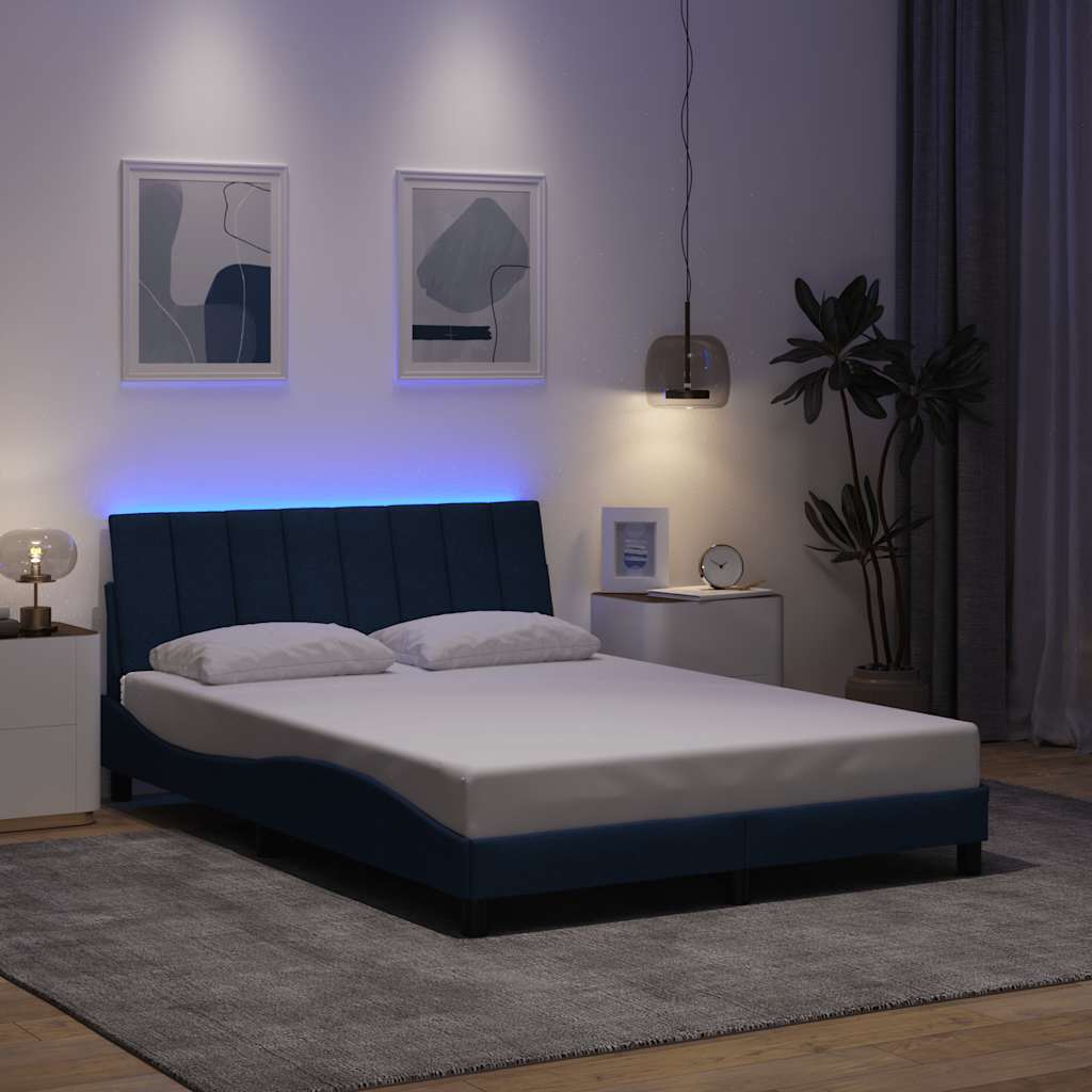 vidaXL Bedframe zonder matras "Hanko" stof blauw 140x190 cm, foto 2