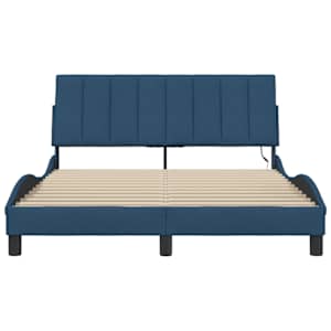 Rám postele bez matrace Hanko modrý 140 x 190 cm textil - obrázek 6