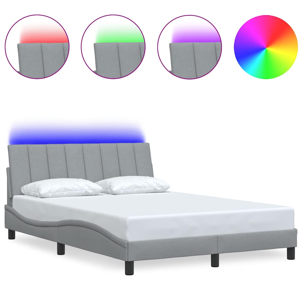 vidaXL Bedframe zonder matras "Hanko" stof lichtgrijs 140x200 cm grijs, foto 3