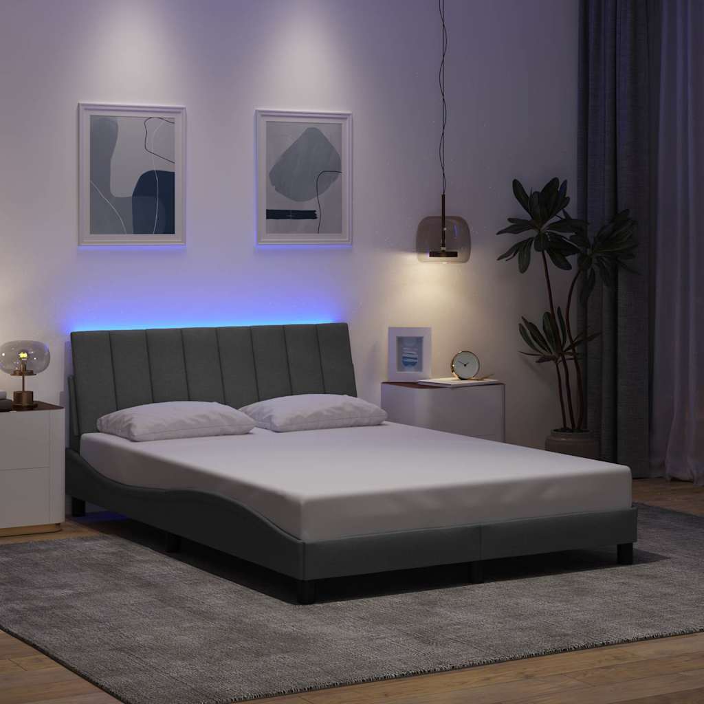 vidaXL Bedframe zonder matras "Hanko" stof lichtgrijs 140x200 cm grijs, foto 2