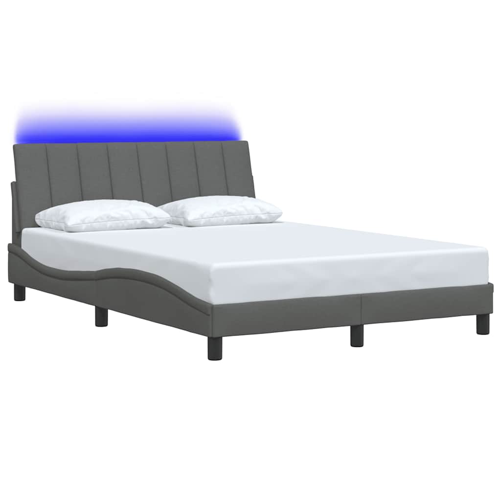 vidaXL Bedframe zonder matras "Hanko" stof donkergrijs 140x200 cm grijs, foto 4
