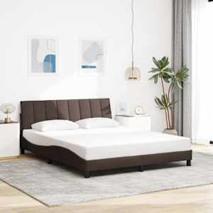 Rám postele bez matrace Hanko tmavě hnědý 160 x 200 cm textil - obrázek 1