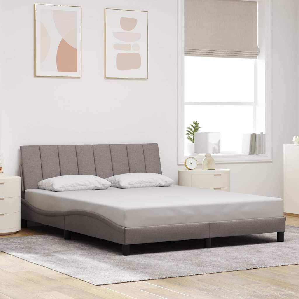 vidaXL Cadru de pat fără saltea, gri taupe, 160x200 cm, textil