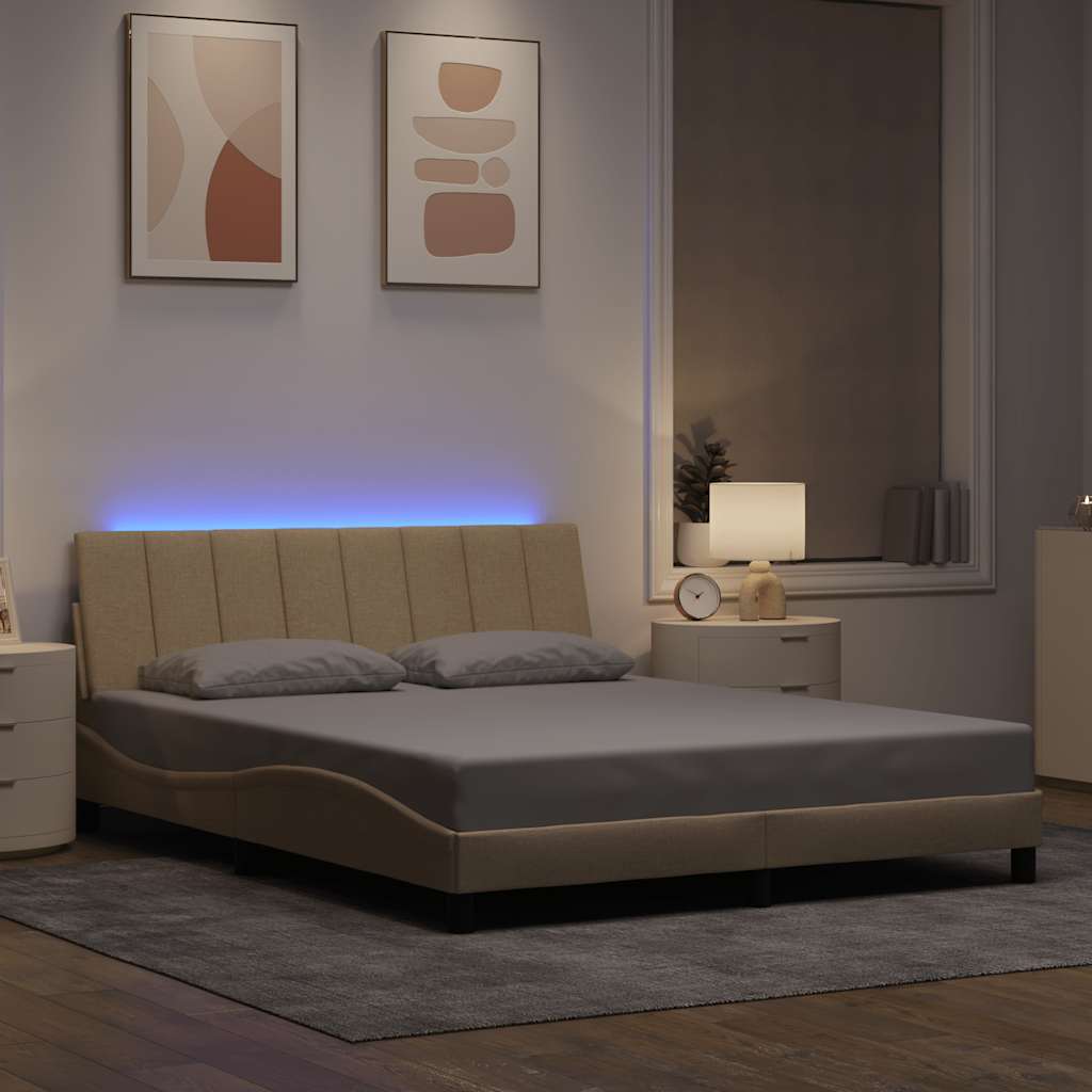vidaXL Bedframe zonder matras "Hanko" stof crèmekleurig 160x200 cm, foto 2