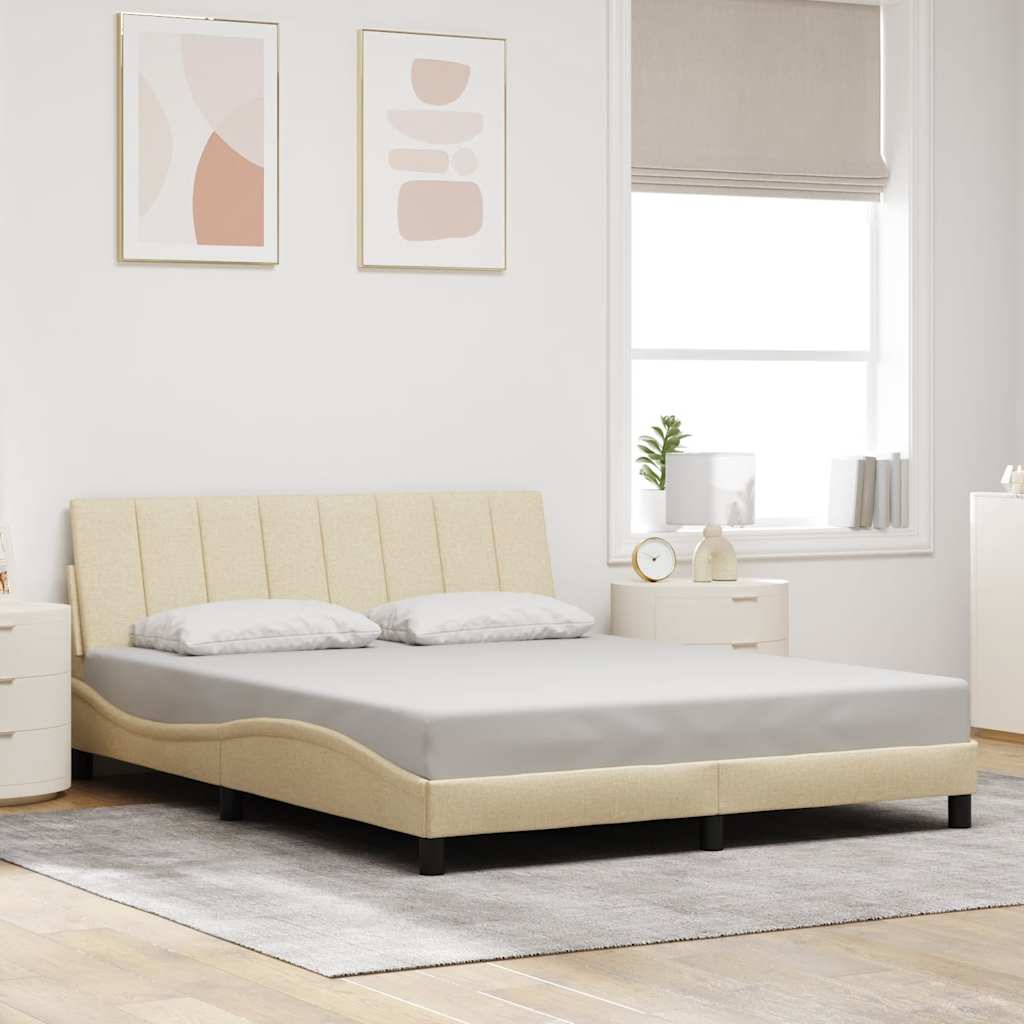 vidaXL Cadru de pat fără saltea, crem, 160x200 cm, textil