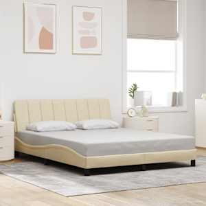 Rám postele bez matrace Hanko krémový 160 x 200 cm textil - obrázek 1