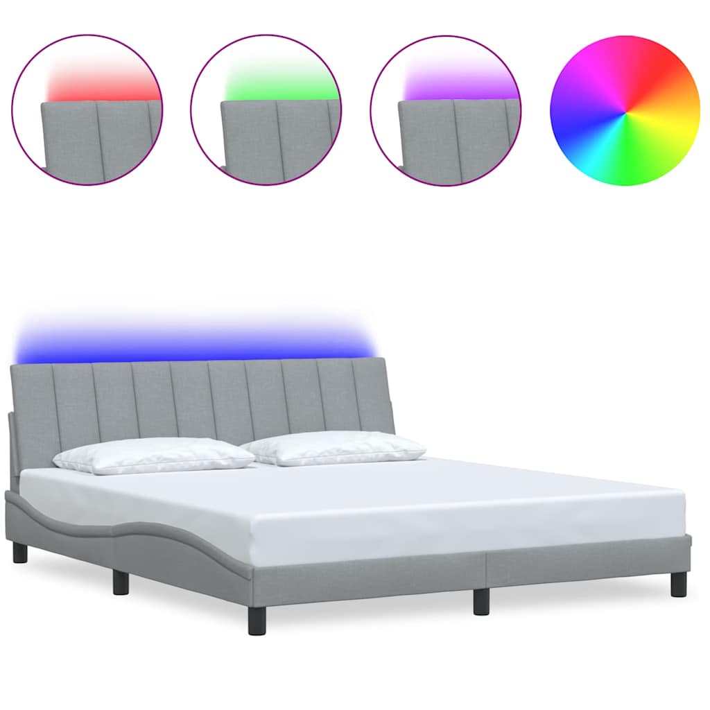 Thumbnail - vidaXL Bettgestell ohne Matratze "Hanko" Hellgrau 180x200 cm Stoff