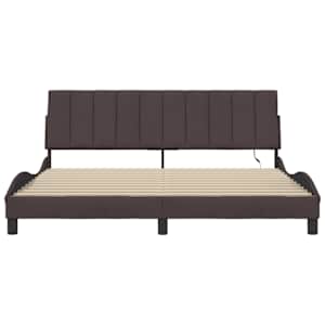 Rám postele bez matrace Hanko tmavě hnědý 180 x 200 cm textil - obrázek 6