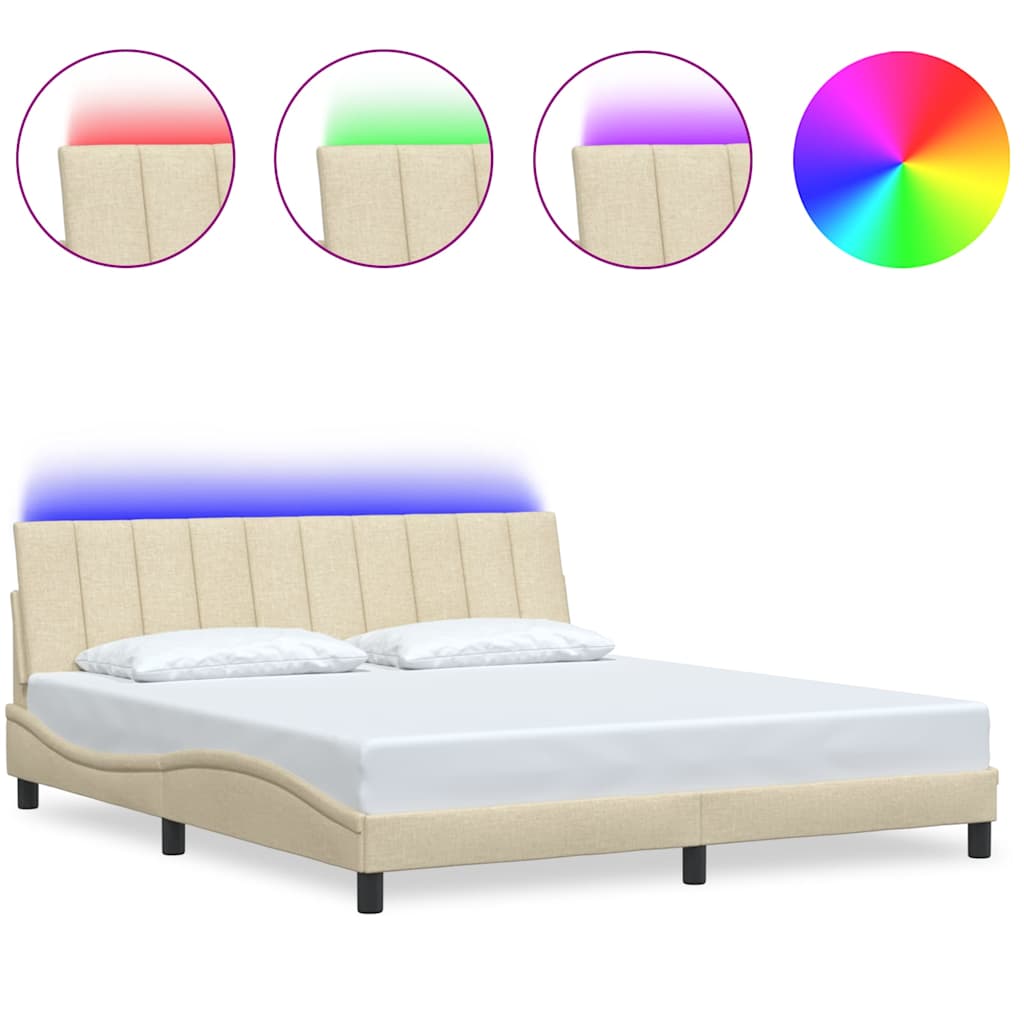 vidaXL Bedframe zonder matras "Hanko" stof crèmekleurig 180x200 cm, foto 3
