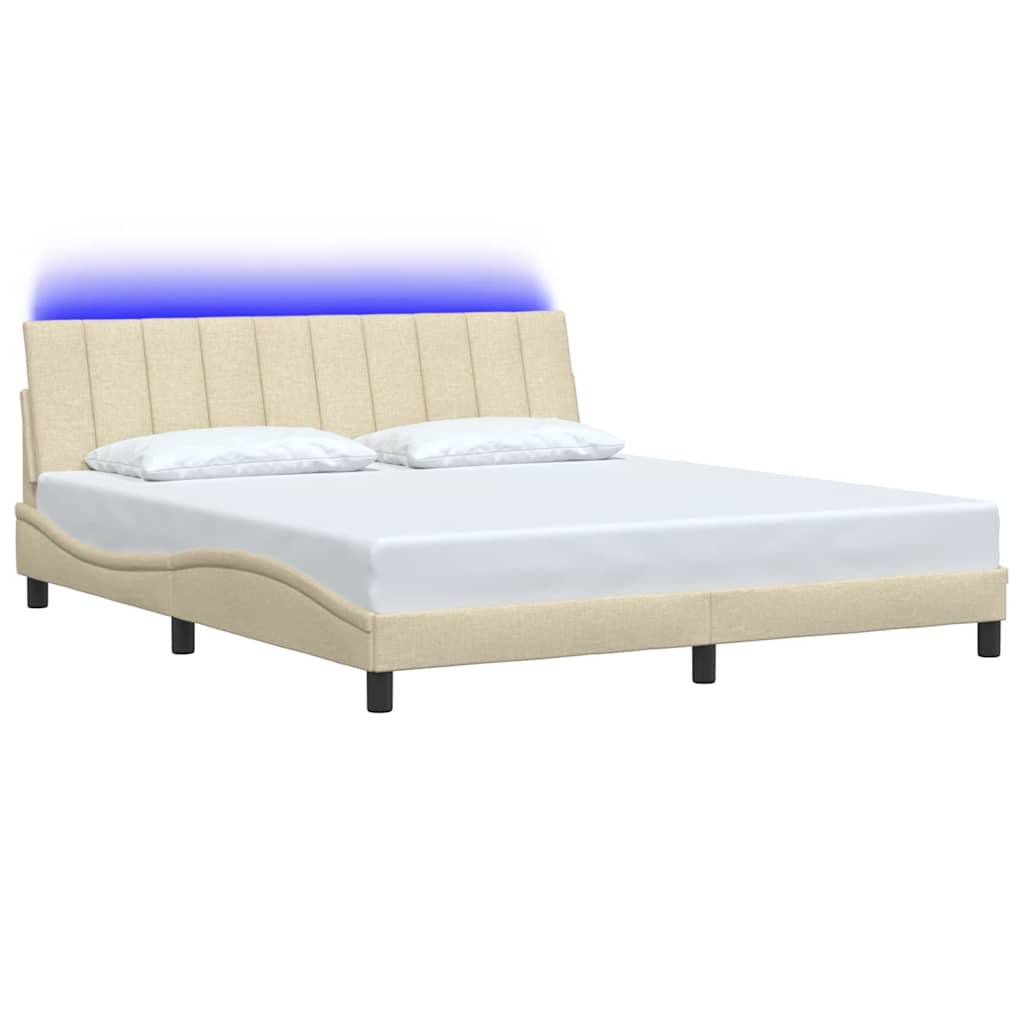 vidaXL Bedframe zonder matras "Hanko" stof crèmekleurig 180x200 cm, foto 4